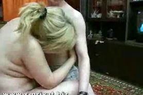 Russian mature woman fucked hard from young boy