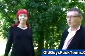 Old guy blowjob by hot younger babe