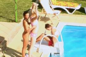 Three teens secret fucking by the pool - video 1