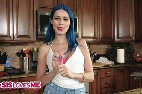 Sislovesme - Blue Haired Stepsis Gets Her Pussy Wet With Pocket Rocket