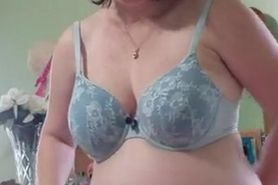 Attractive mother in lingerie poses for amateur camera