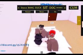 Asian bitch sucks black cock at a Roblox condo