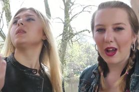 Two beautiful young babes smoking sexy