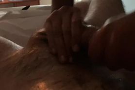 Amateur Brazilian masseuse smacks his dick & balls before huge slow motion cum shot