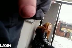 Dickflash Girl at Bus Stop
