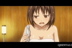Naked little Hentai girl gives BJ and titjob
