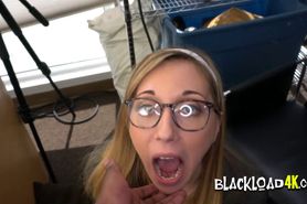 Nerdy chick with glasses is ready to leave her innocence and gets drilled hard