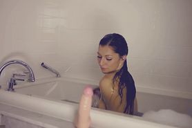 Cute Teen HARD on Big Dildo during her Bathtime