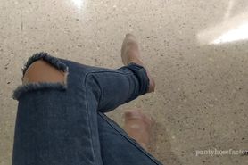 candid feet at mall