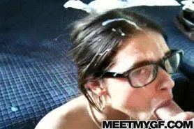 MEETMYGF - Cam; Brunette girlfriend webcam blowjob