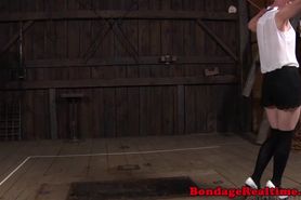 BDSM sub Hazel Hypnotic walks with pussy hook