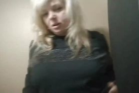 Public play. Mature women play in restourant toilet