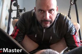 Masked man uses slave in sling - POV. Spitting, slapping, fucking, rimming internal cumshaw PREVIEW