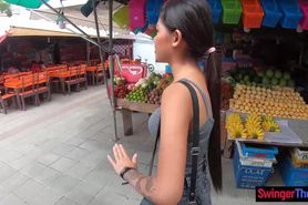 Petite amateur Asian teen with her boyfriend out for lunch