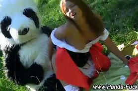 Fetish teen riding toy panda