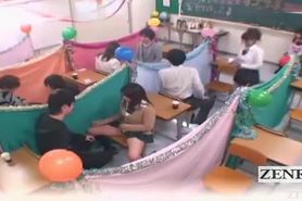 Subtitled Japan schoolgirls classroom masturbation cafe