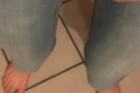 POV Desperate Girl wetting her jeans and masturbating