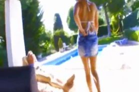 Lorie, a little blonde fucked near the pool