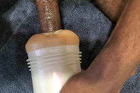 Black Dick Masturbation With Fleshlight While Watching Porn