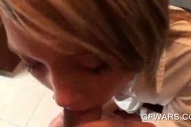 Nasty school babe blowing shaft in POV style