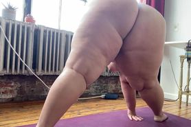 BBW Cumming - naked yoga ends with me fucking my fat hairy pussy