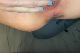 Daddy‘s little slut tried so rough to get her fist all the way in, but her cum filled pussy is just t