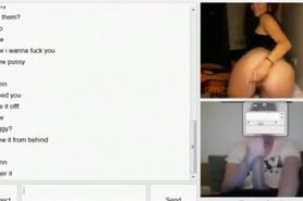 Hot girl sees a big dick on omegle, gets horny and starts to masturbate.