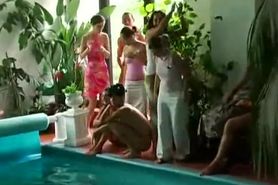 Sexy party babes gets nailed at poolside