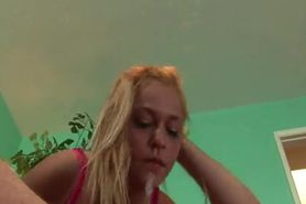 Sexy blonde teen gets a brutal face screw and facial cumshot