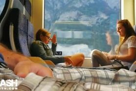 Cum for 2 Teens on Train