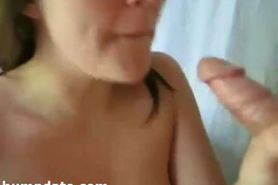 Busty teen gets facialized and gives blowjob