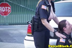 Bigtitted female cops fuck black guy in trio