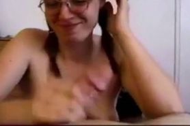 Shameless girl in glasses gives blowjob 3 - cum on face - video 1