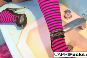 Busty Capri Cavanni fucks her wet pussy - video 1