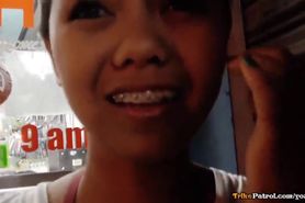 Lean tight-bodied Filipina teen with cute braces fucked rough on camera