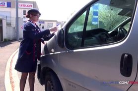 redhead meter maid gets banged in the truck