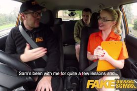 Fake Driving School Exam failure leads to hot sexy blonde car screw