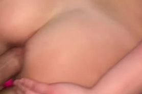 using precum to slide into her tight little asshole