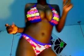 Busty ebony dances on the webcam