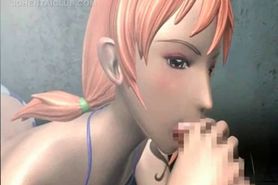 Big titted anime redhead giving titjob and blowjob - video 1