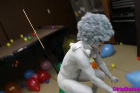 Cosplay video with naked clown babe