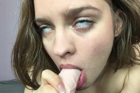 Sloppy Dildo Bj and Huge Squirts