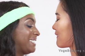 Huge tits lesbian ebony interracial at gym