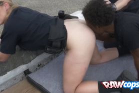 Busty desiring cops use their fat white gluteus to ride hard