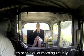 British blonde amateur in stockings banged in taxi
