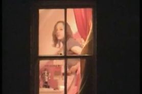 Cute teen caught naked in her room by a window peeper