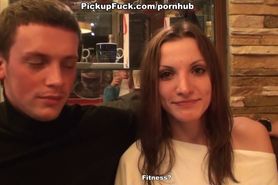Girl undresses and sucks cocks in the cafe