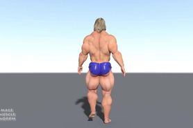Kevin grows huge gets a huge dick and cums a lot_male muscle morph animation