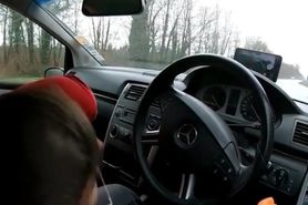 Sexy Librarian Playing With Cock In Car