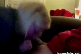 Blonde babe gives blowjob - video 2
